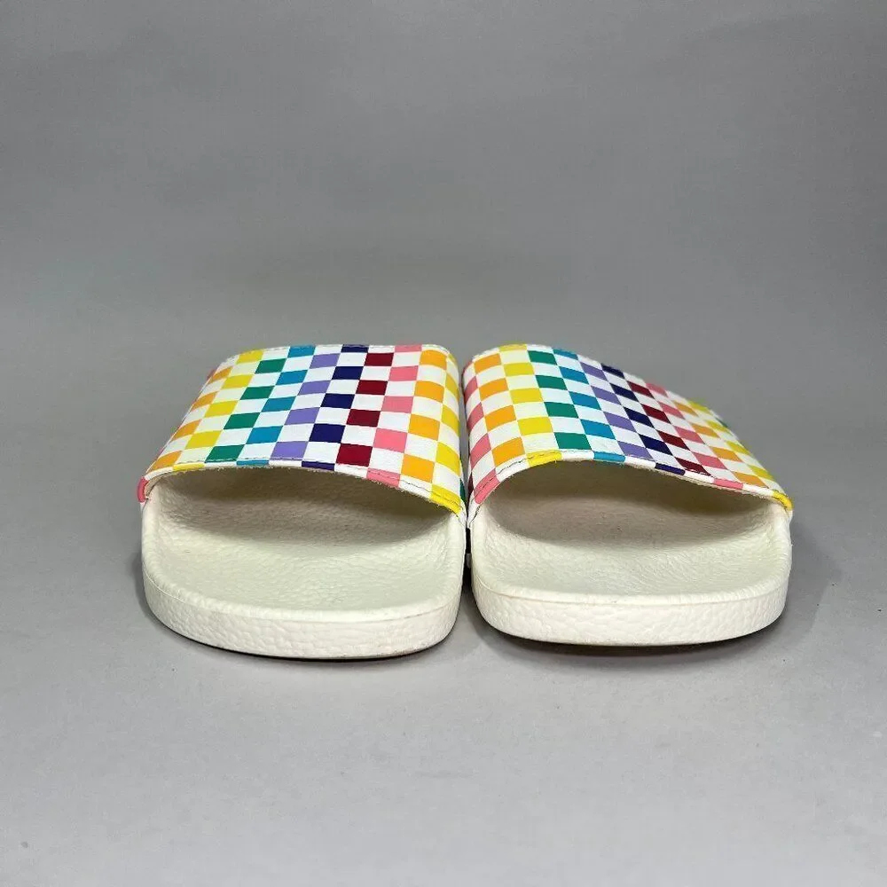 Vans Sandals Girl’s Size‎ 6 Colorful Checkerboard Slide Retro Skate Flip Flops